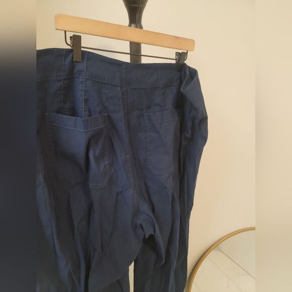 Anthropologie The Colette Cropped Wide-Leg Pants Sz Plus 24W Navy Blue New NWT - Picture 4 of 10